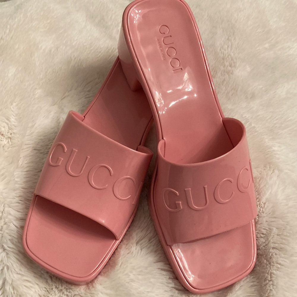 Pretty and Pink Gucci Rubber Heels